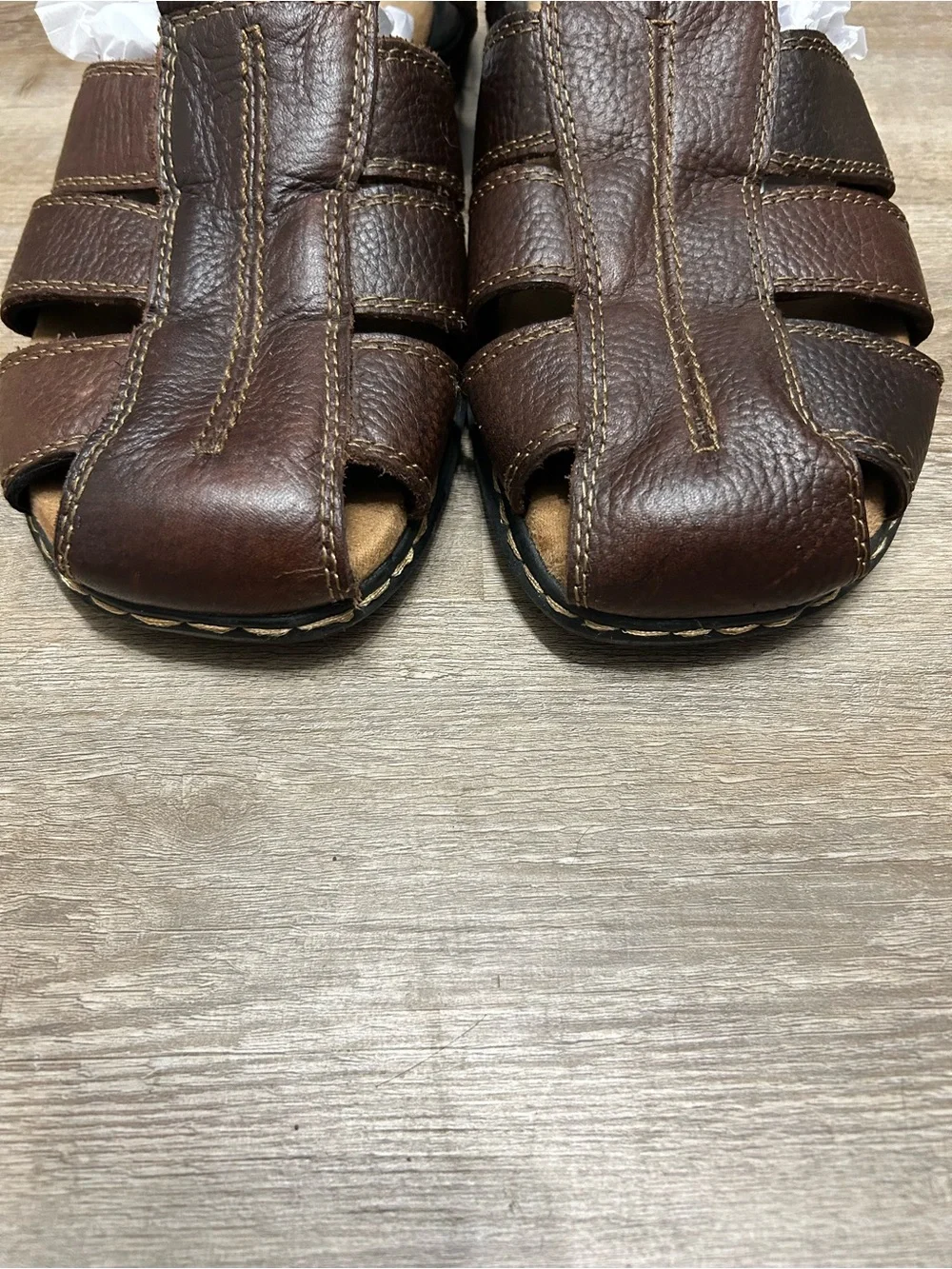 Dr. Scholl's Gaston Men's Size 12 Brown Leather Fisherman-Style Sandals